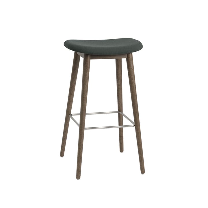 Fiber bar stool krzesło barowe75 cm - tkanina twill weave 990 dark green-dąb bejcowany na brązowo - Muuto