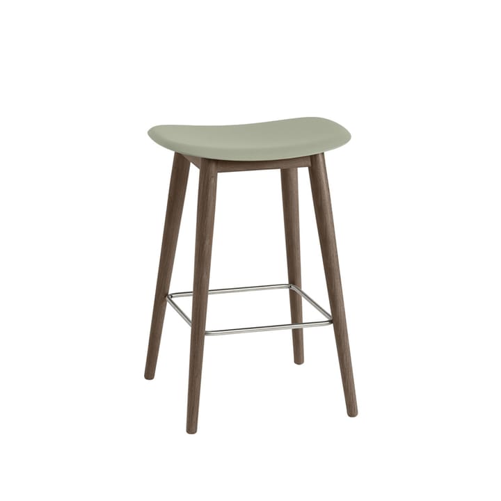 Fiber counter stool krzesło barowe75 cm - dusty green, nogi w kolorze ciemnego brązu - Muuto