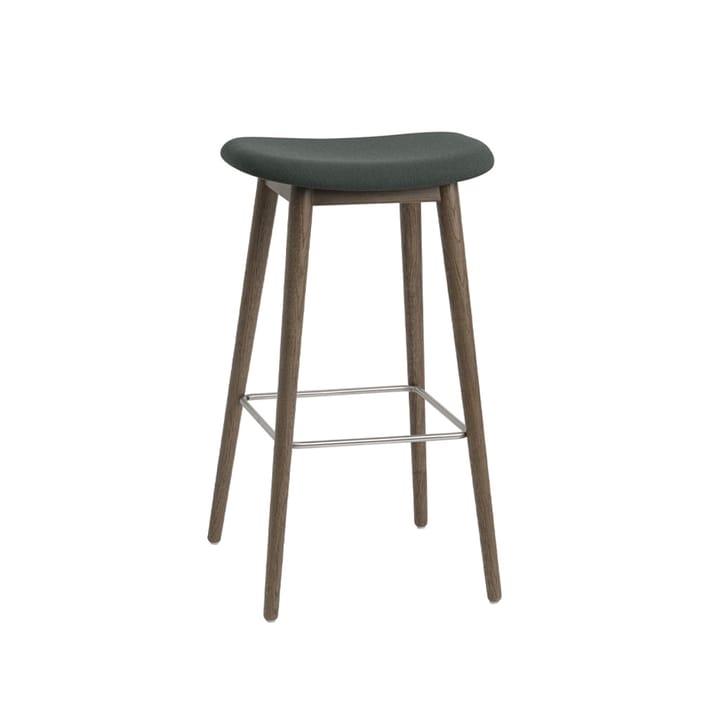 Fiber counter stool krzesło barowe75 cm - tkanina twill weave 990 dark green-dąb bejcowany na brązowo - Muuto