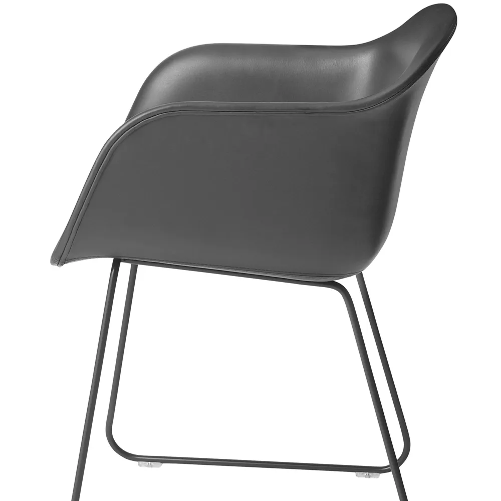 Fiber fotel sled base, dusty green, Zielone nogi Muuto
