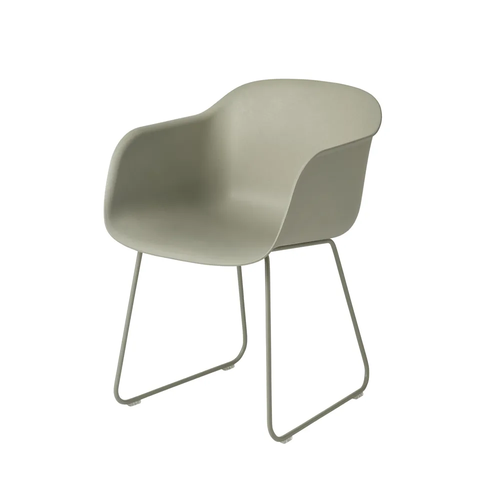 Fiber fotel sled base, dusty green, Zielone nogi Muuto