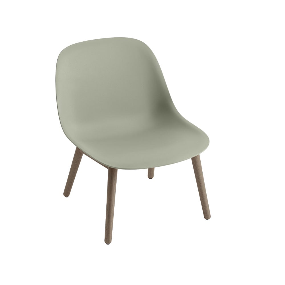 Muuto Fiber fotel wood base dusty green, nogi w kolorze ciemnego brązu