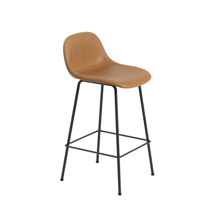 Fiber krzesło barowe metalowe nogi - Refine leather cognac-Black - Muuto
