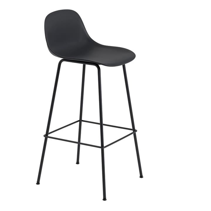 Fiber krzesło barowe tube bas z oparciem plast 75 cm - Black-Anthracite black - Muuto