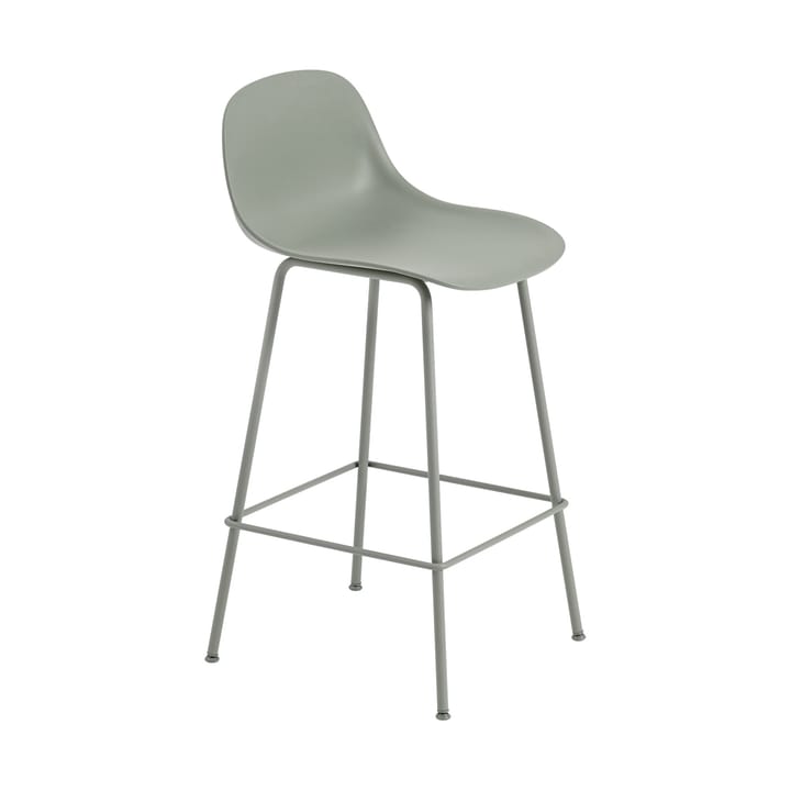 Fiber krzesło barowe tube bas z oparciem plast 75 cm - Dusty green - Muuto