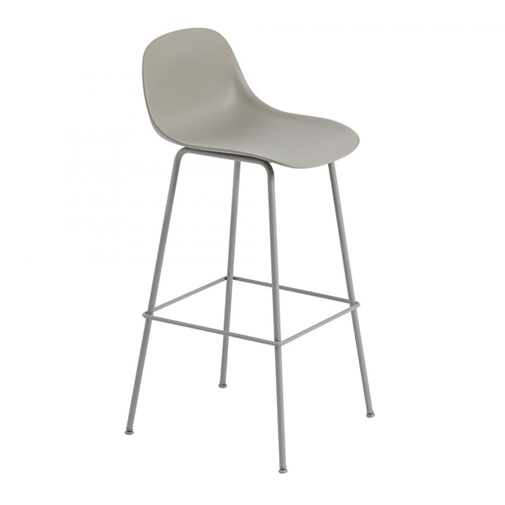 Fiber krzesło barowe tube bas z oparciem plast 75 cm - Grey - Muuto