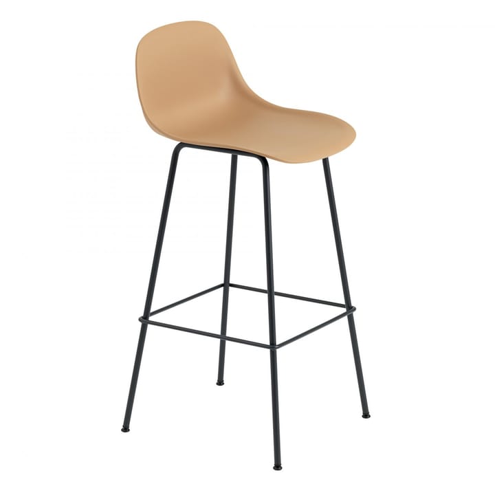 Fiber krzesło barowe tube bas z oparciem plast 75 cm - Ochre-Black - Muuto