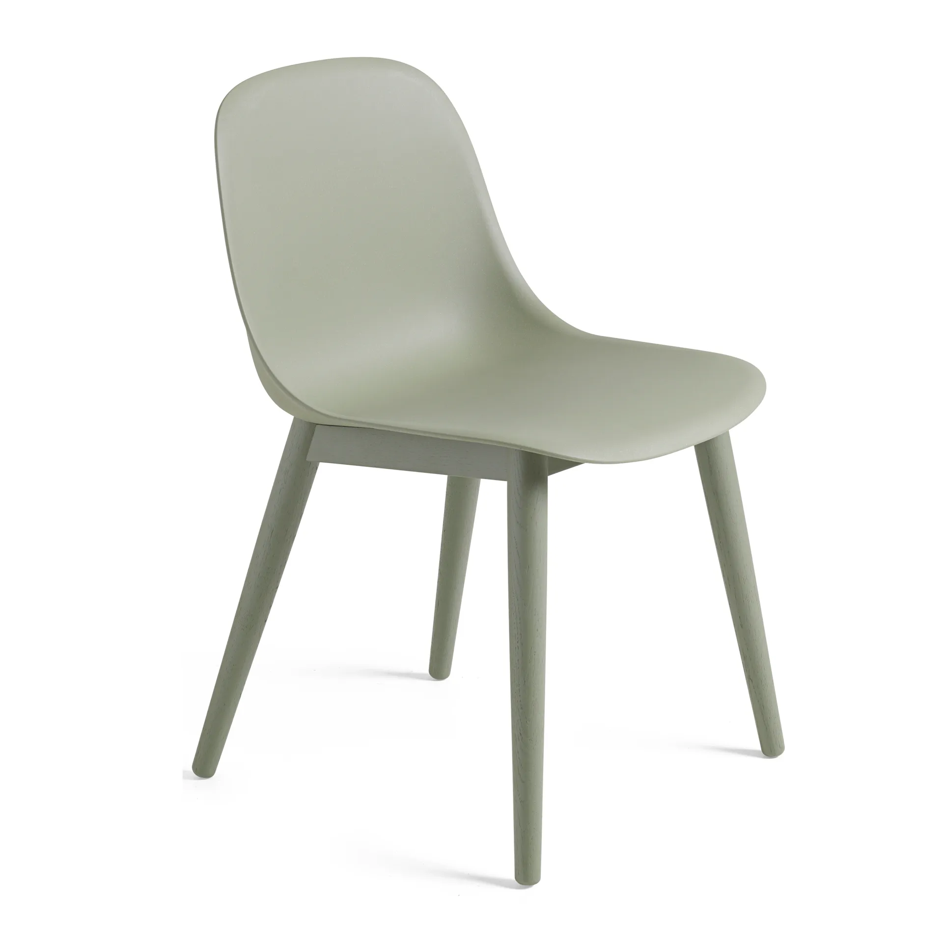 Fiber Side Chair z drewnianymi nogami, Dusty green (plastic) Muuto