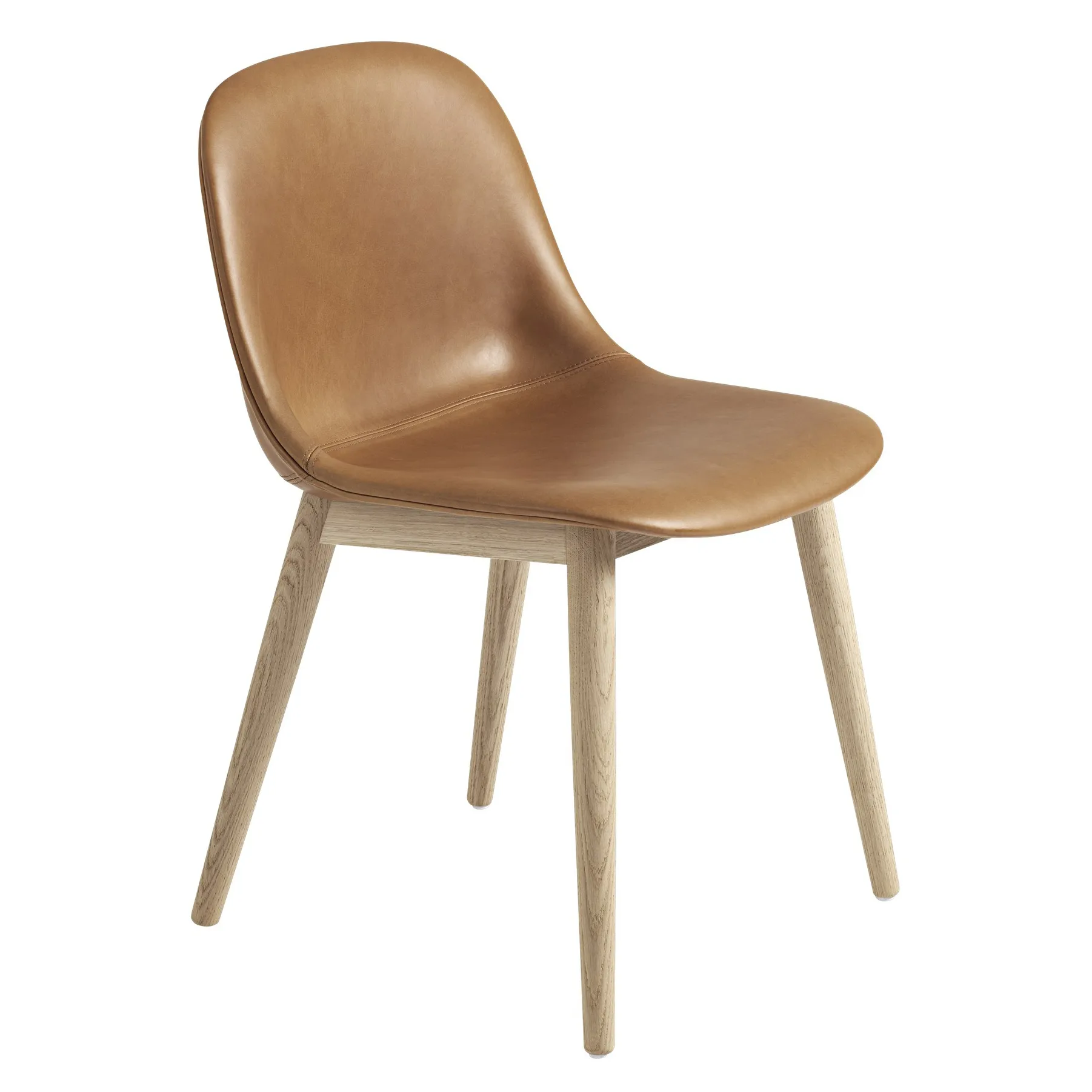 Fiber Side Chair z drewnianymi nogami, Refine leather cognac-Oak Muuto