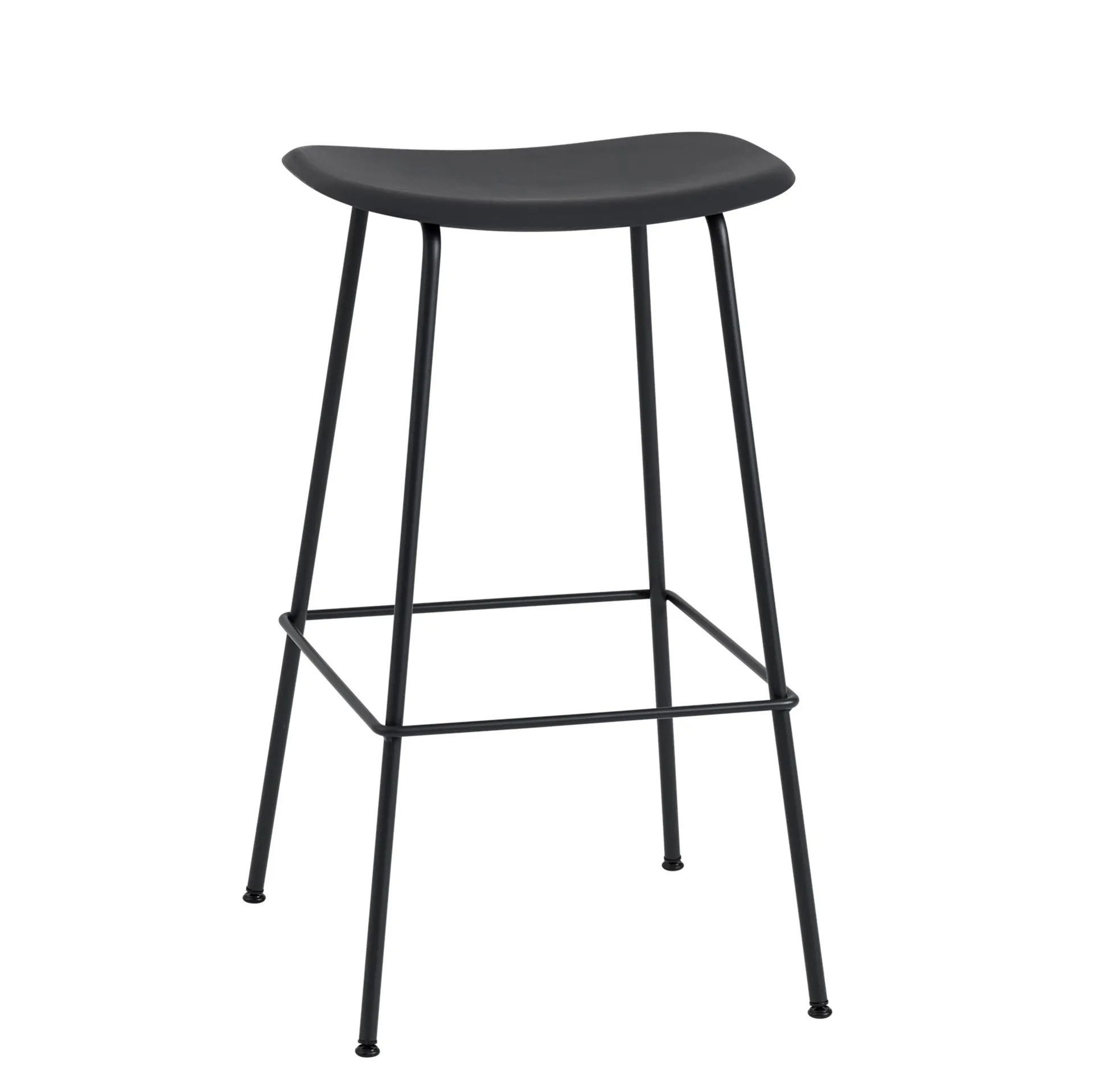 Fiber stołek barowy podstawa rura siedzisko plastikowe 75 cm, Black-Anthracite black Muuto