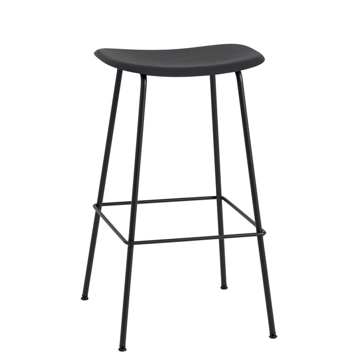 Fiber stołek barowy podstawa rura siedzisko plastikowe 75 cm - Black-Anthracite black - Muuto