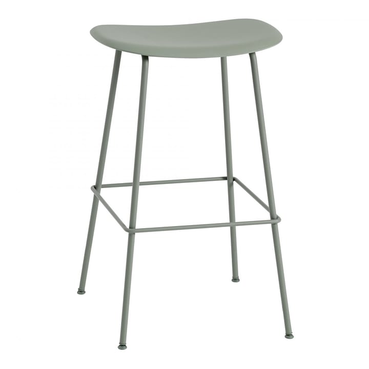 Fiber stołek barowy podstawa rura siedzisko plastikowe 75 cm - Dusty green - Muuto