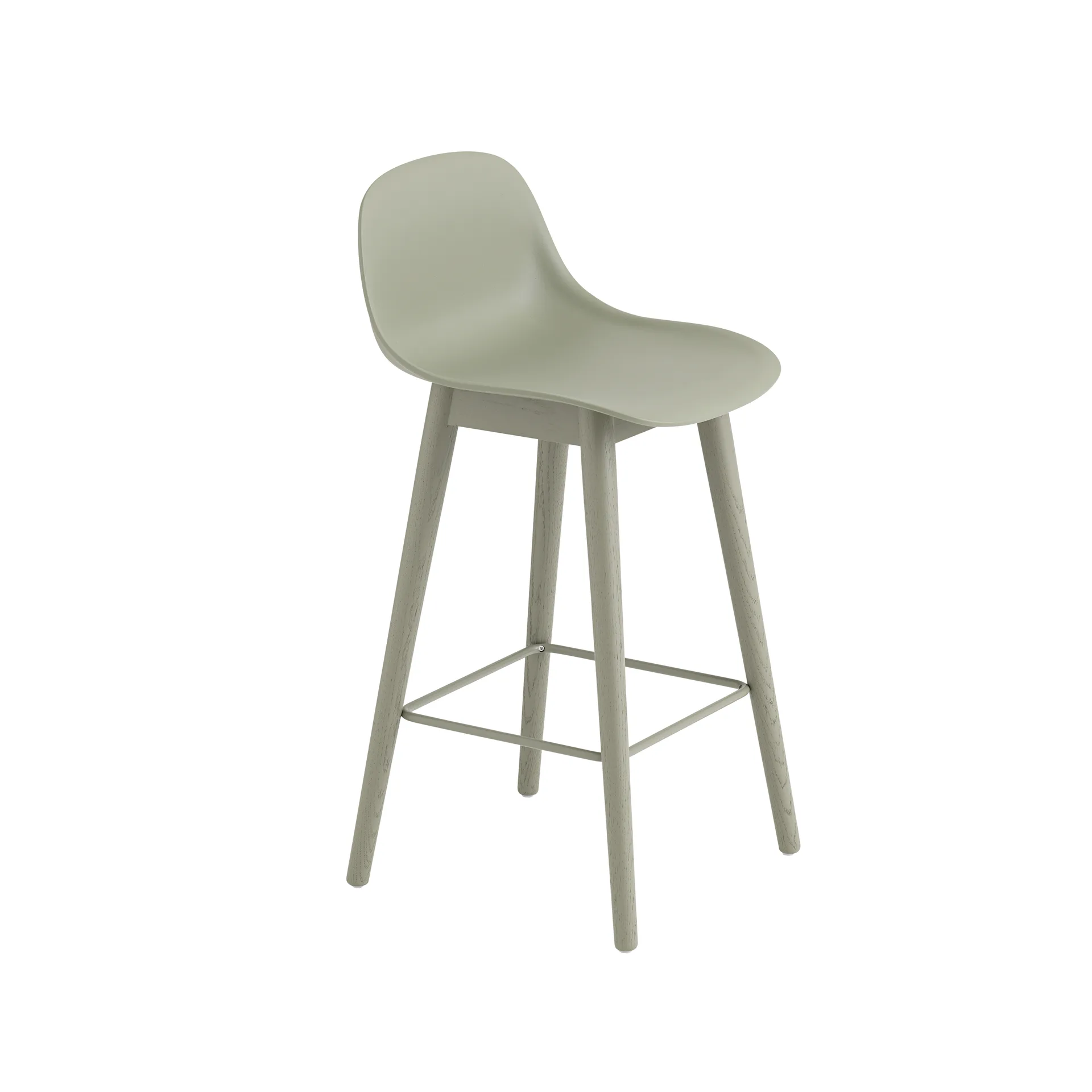 Fiber stołek barowy z oparciem 65 cm, Dusty green-zielone nogi Muuto