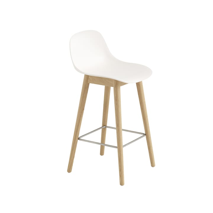 Fiber stołek barowy z oparciem 65 cm - Natural white-dębowe nogi - Muuto