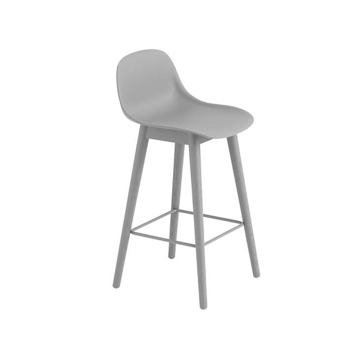 Fiber stołek barowy z oparciem - grey, szare nogi, niski - Muuto