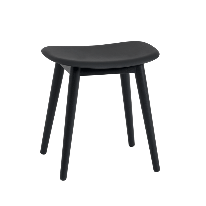 Fiber stołek - black, drewniane nogi - Muuto
