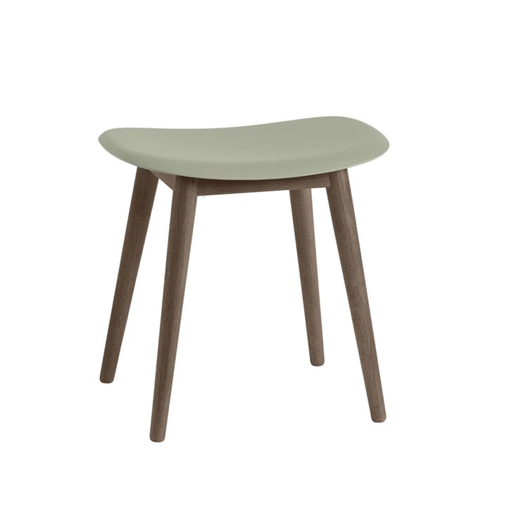 Fiber stołek - dusty green, drewniane nogi bejcowane na ciemny brąz - Muuto