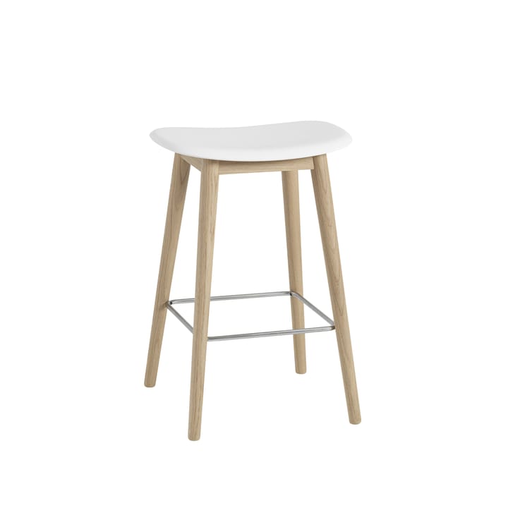 Fiber stołek kontuarowy - white, dębowe nogi - Muuto