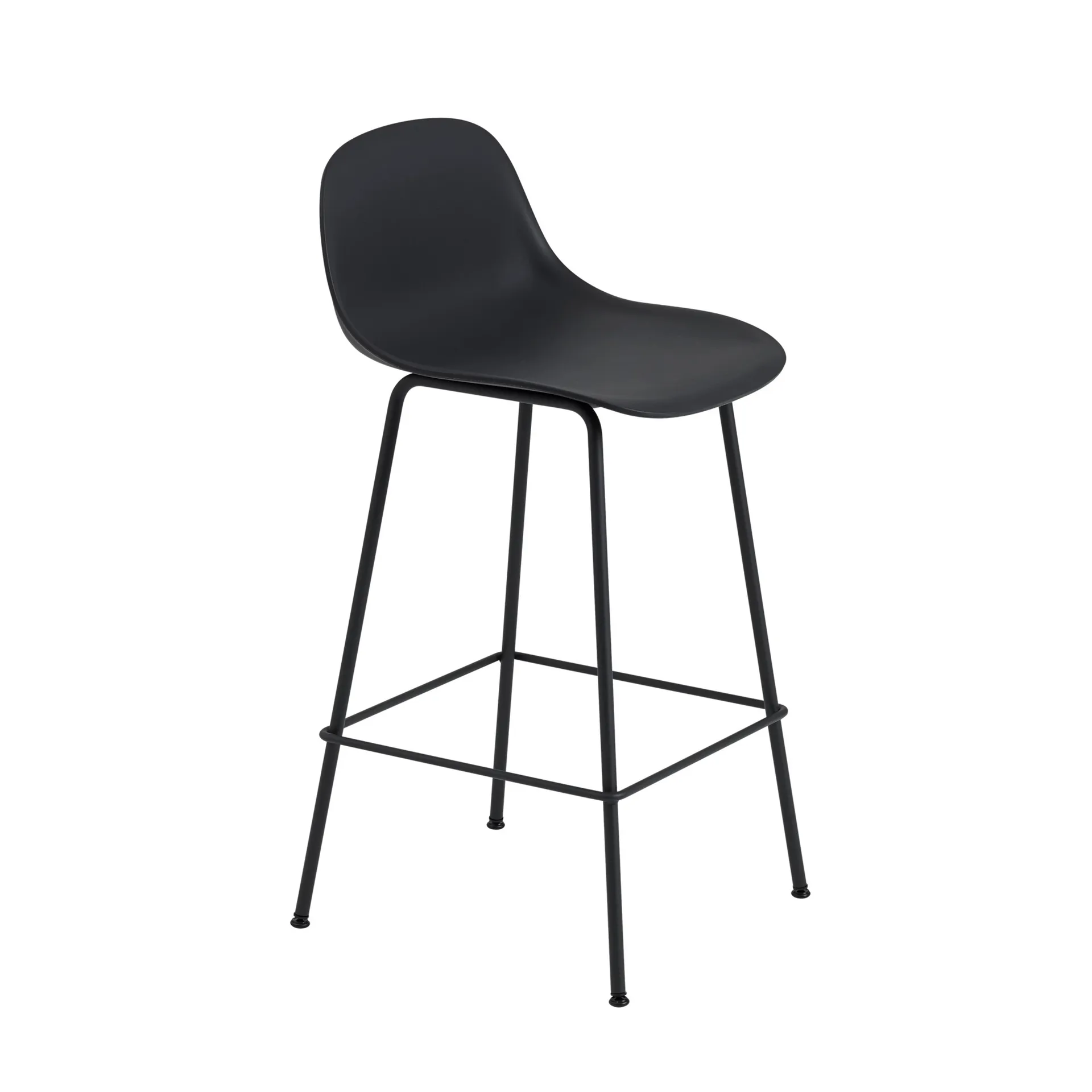 Fiber Tube krzesło barowe oparcie 65 cm, Anthracite Black (plastic) Muuto