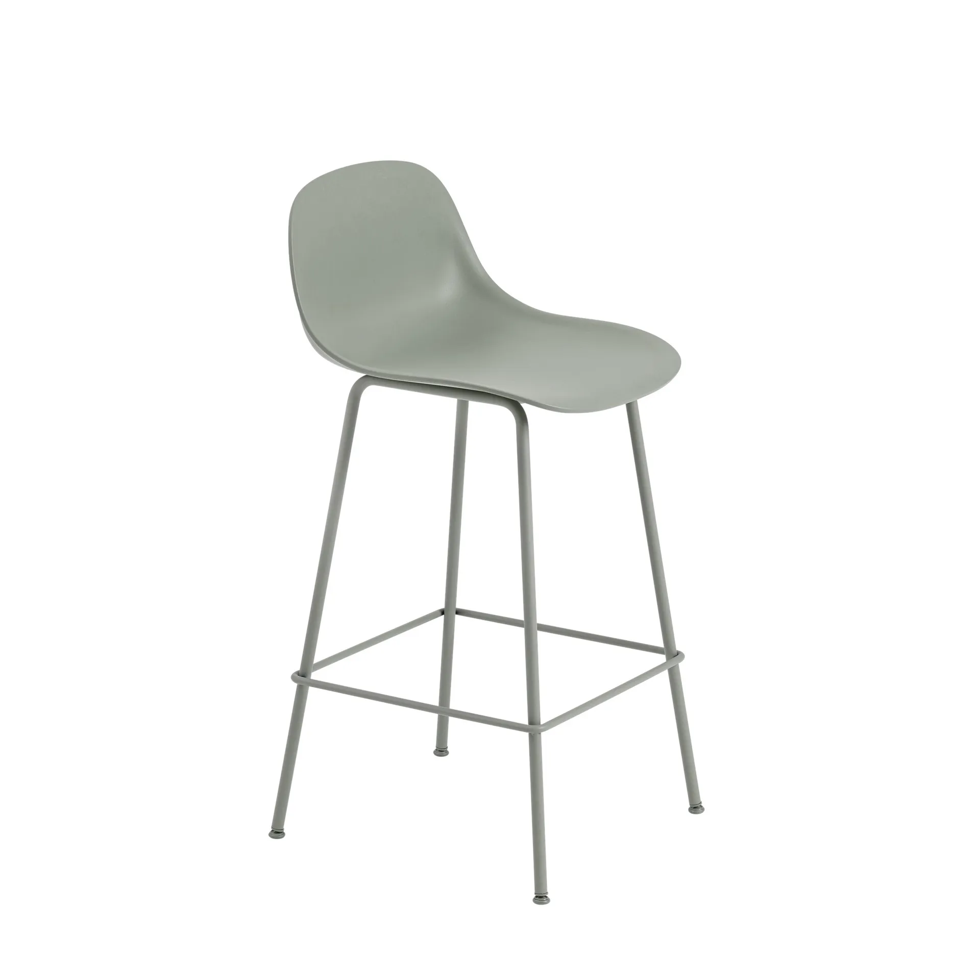 Fiber Tube krzesło barowe oparcie 65 cm, Dusty green (plastic) Muuto