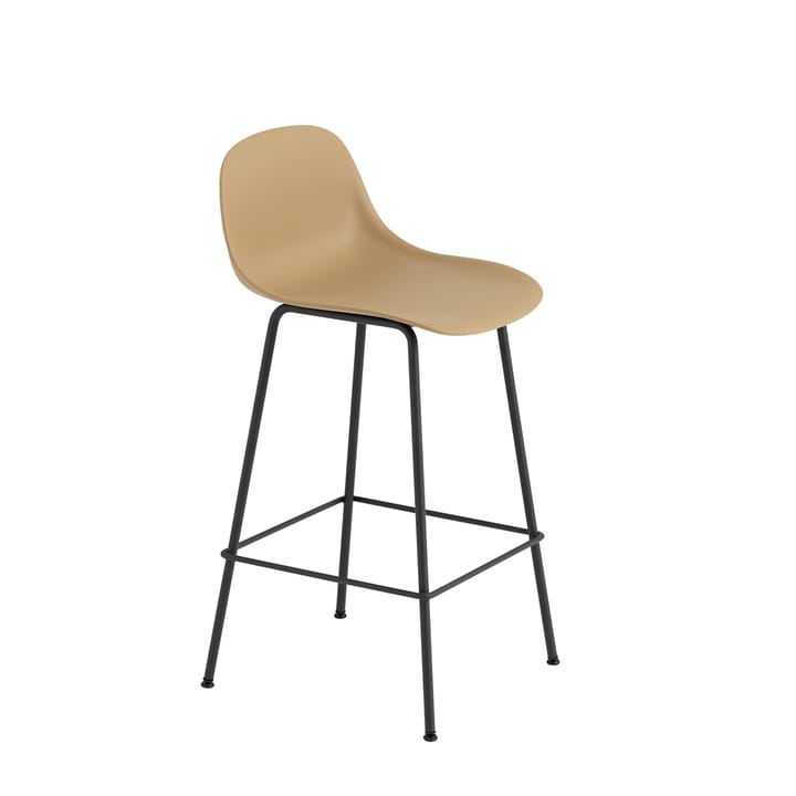 Fiber Tube krzesło barowe oparcie 65 cm - Ochre-Black (plastic) - Muuto