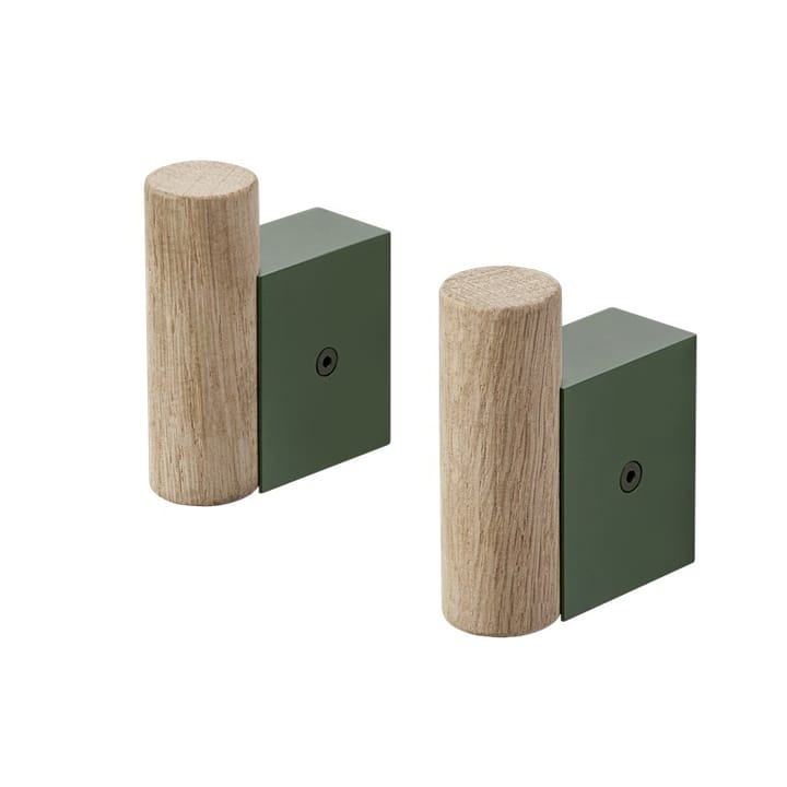 Haki mocujące 2-pak - Oak-dark green - Muuto