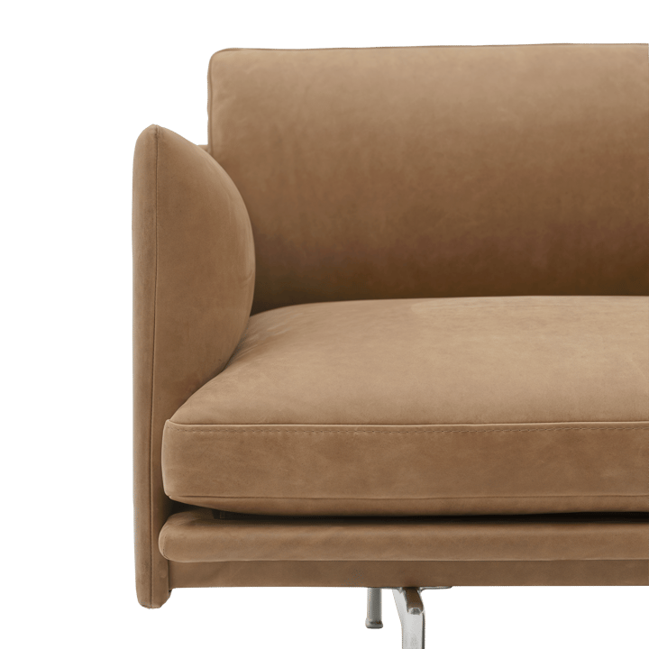 Kanapa Outline 3,5-osobowa, polerowany aluminium, Grace leather Camel Muuto