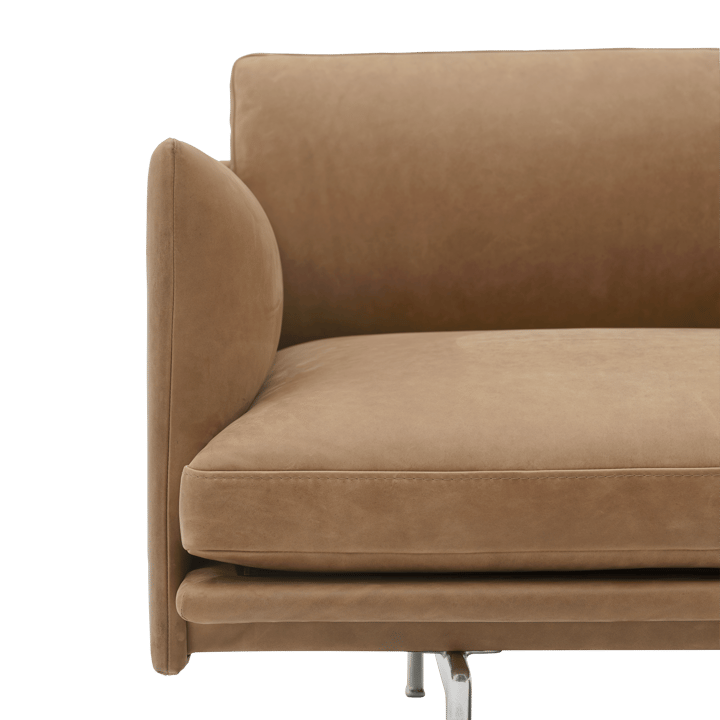 Kanapa Outline 3,5-osobowa, polerowany aluminium - Grace leather Camel - Muuto