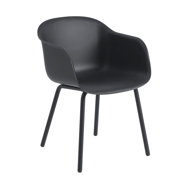 Krzesło ogrodowe ze stalowymi nogami  Fiber Outdoor Armchair  - Anthracite black (plastic) - Muuto