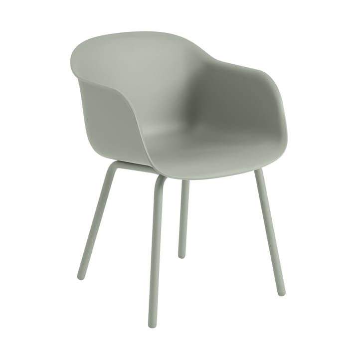 Krzesło ogrodowe ze stalowymi nogami  Fiber Outdoor Armchair  - Dusty green - Muuto