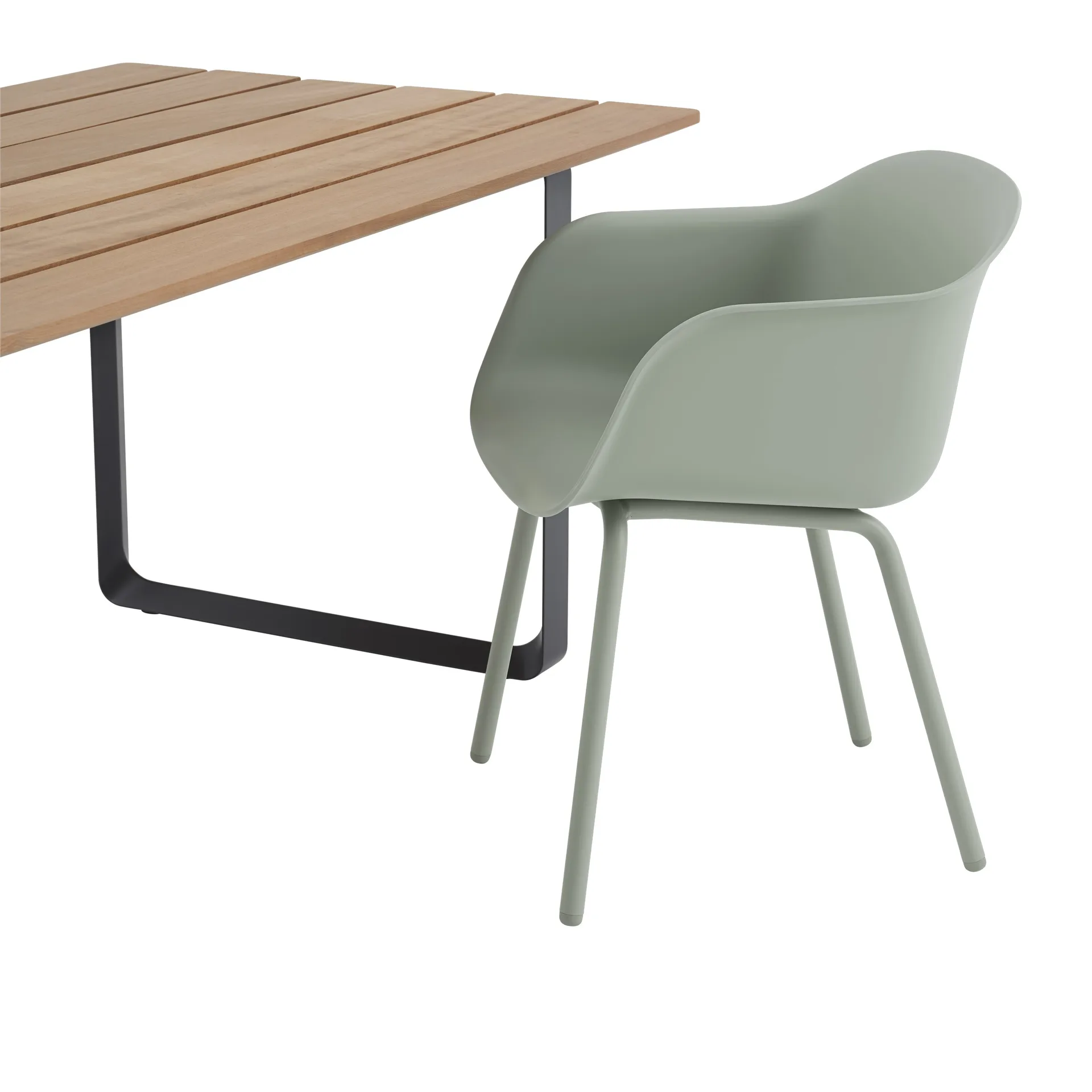 Krzesło ogrodowe ze stalowymi nogami Fiber Outdoor Armchair, Dusty green Muuto