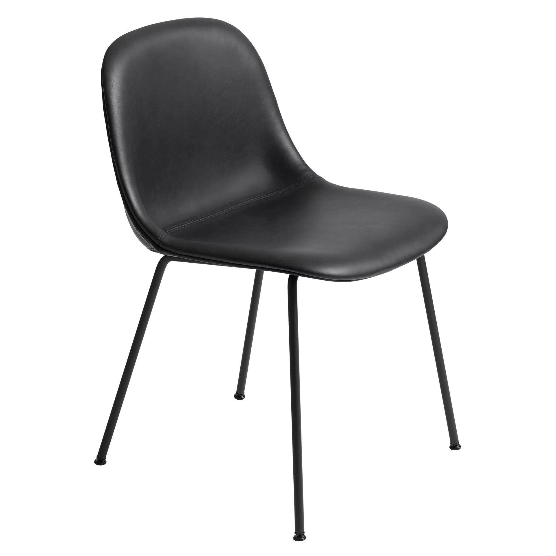 Krzesło z metalowymi nogami Fiber Side Chair, Refine leather black-Black Muuto