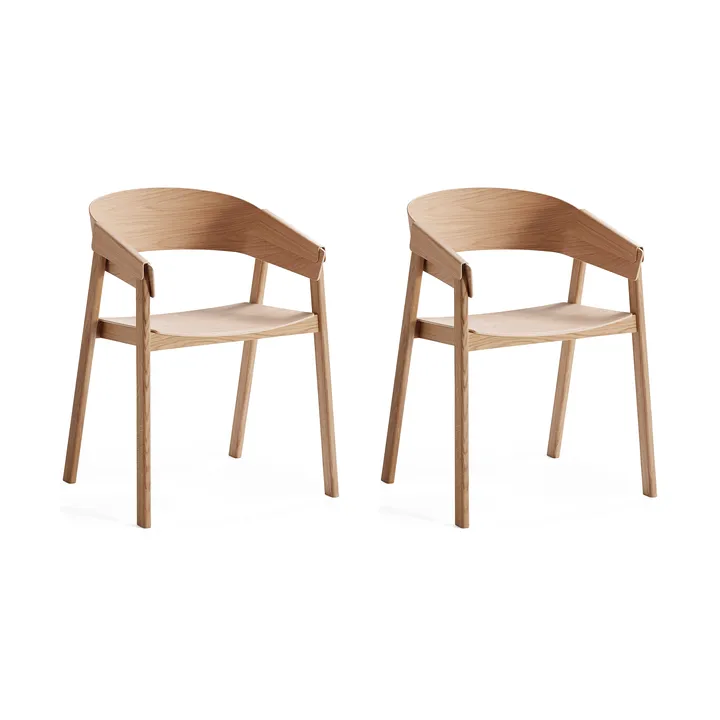 Krzesło z podłokietnikami Cover armchair, Dąb, zestaw 2 szt. - Muuto