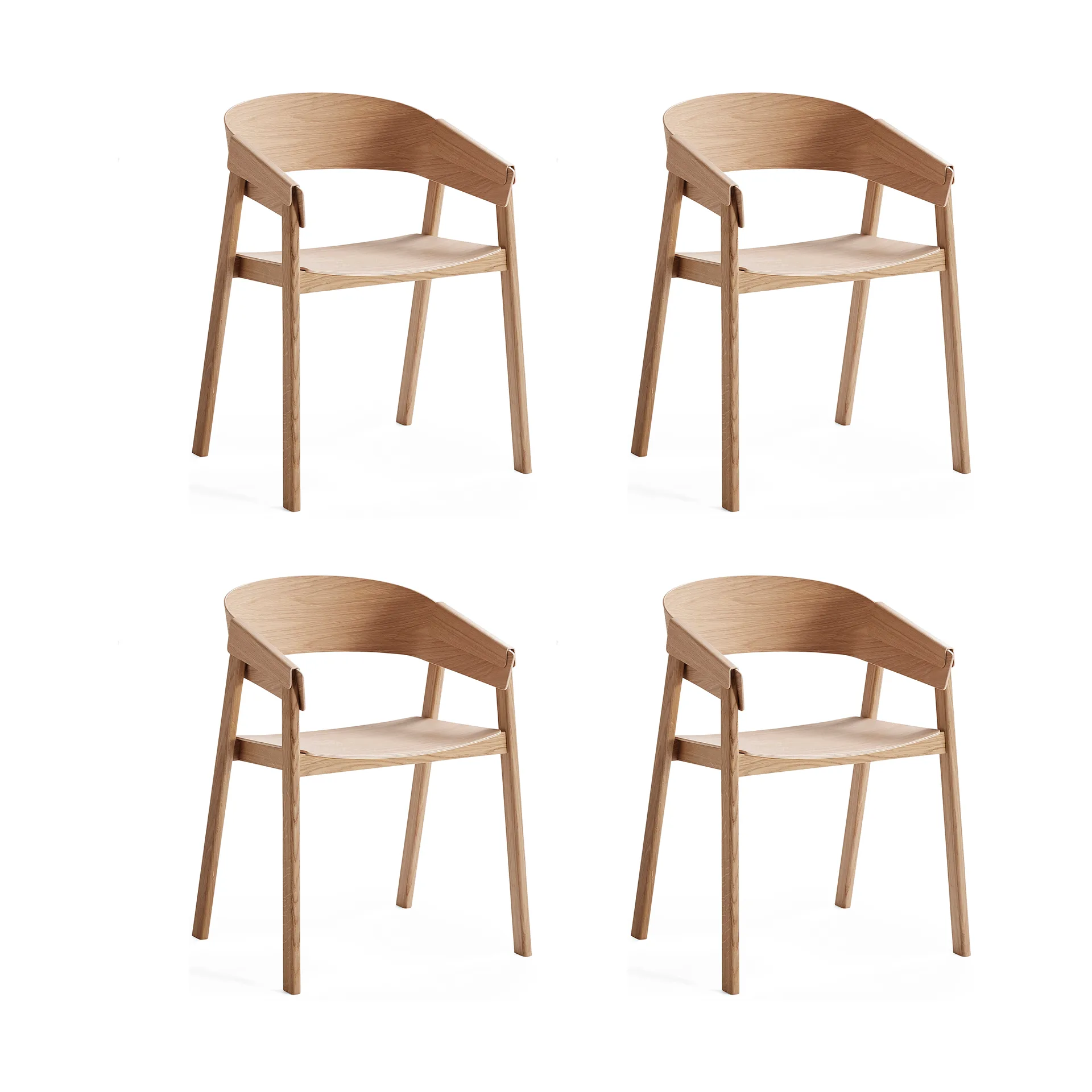 Krzesło z podłokietnikami Cover armchair, Dąb, zestaw 4 szt. Muuto