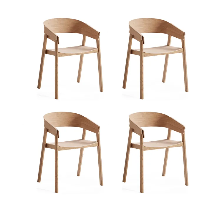 Krzesło z podłokietnikami Cover armchair, Dąb, zestaw 4 szt. - Muuto