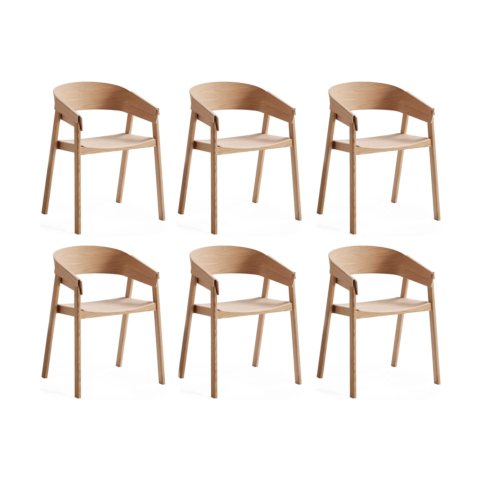 Krzesło z podłokietnikami Cover armchair, Dąb, zestaw 6 szt. Muuto
