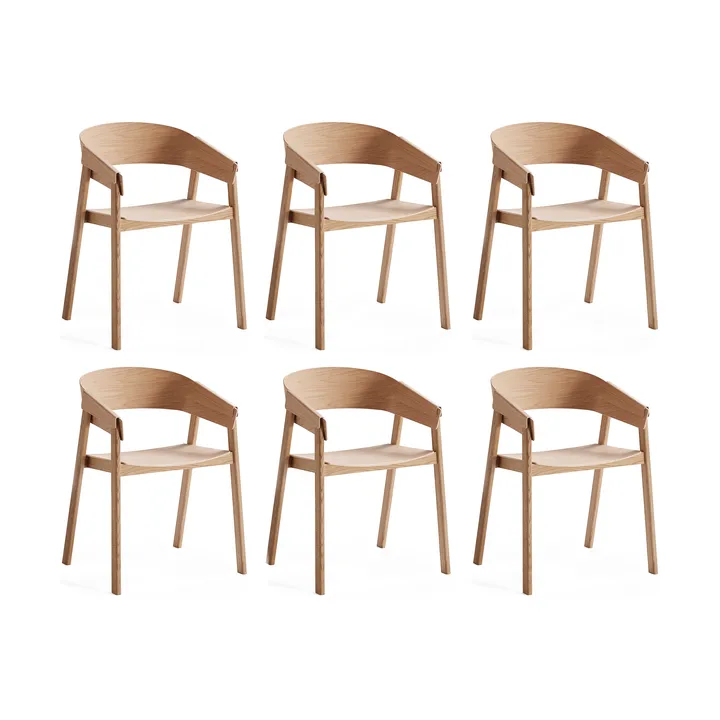 Krzesło z podłokietnikami Cover armchair, Dąb, zestaw 6 szt. - Muuto