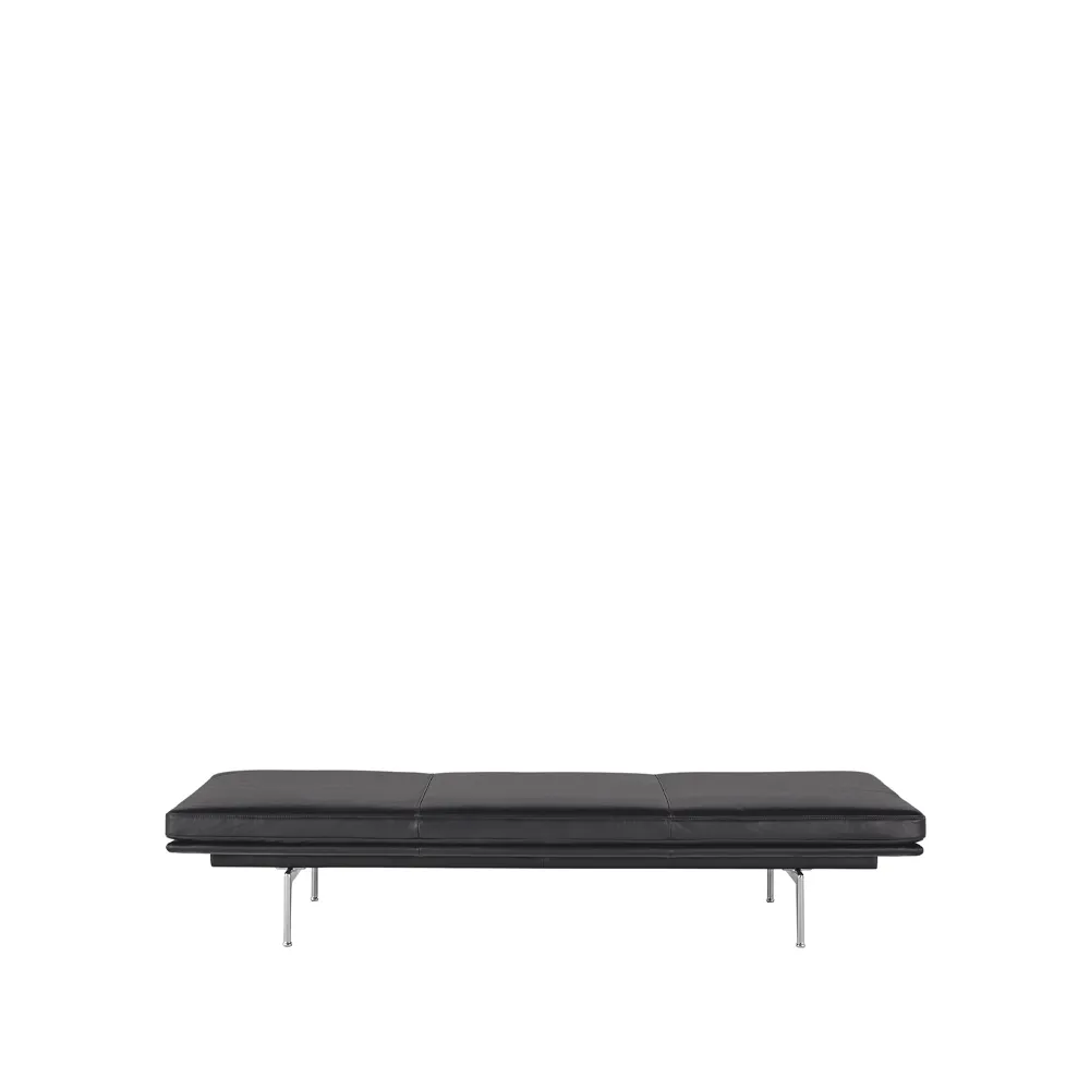 Leżanka Outline, Refine leather black-Aluminium Muuto