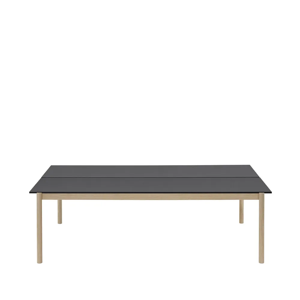 Linear System stół 142x240 cm, Black nanolaminate-Black-Oak Muuto