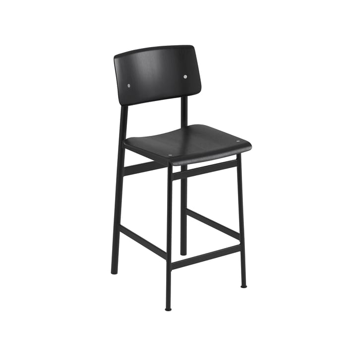 Loft krzesło barowe - black, niski, czarny stal stojak  - Muuto