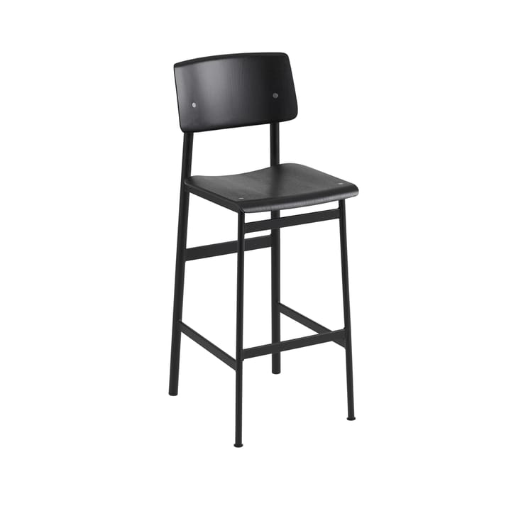 Loft krzesło barowe - black, wysoki, czarny stal stojak - Muuto