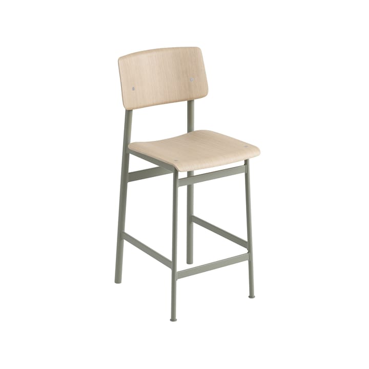 Loft krzesło barowe - Oak-niski-dusty green stal stojak - Muuto