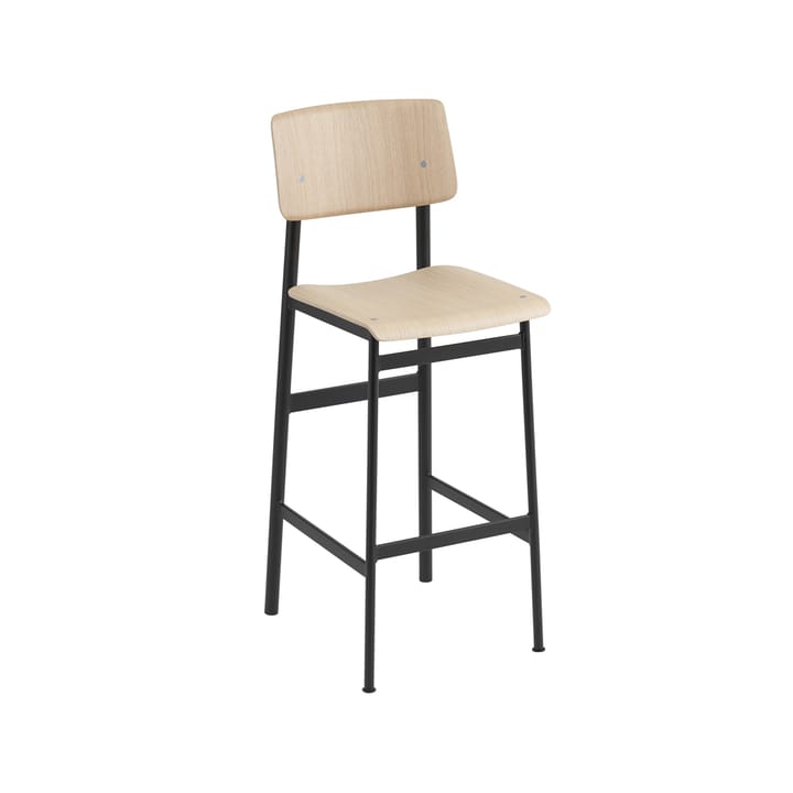 Loft krzesło barowe - oak, wysoki, czarny stal stojak - Muuto