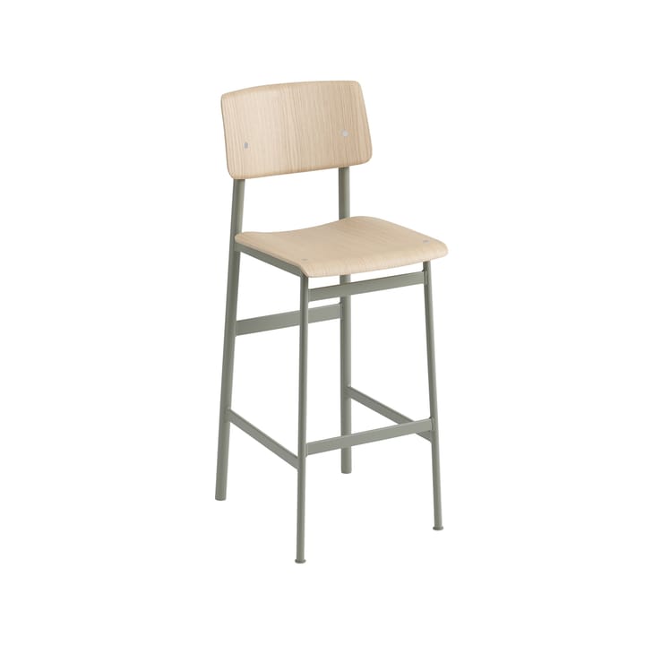 Loft krzesło barowe - Oak-wysoki-dusty green stal stojak - Muuto