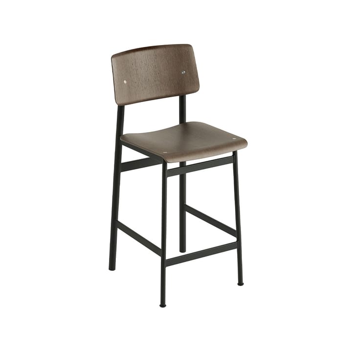 Loft krzesło barowe - stained dark brown, niski, czarny stal stojak  - Muuto