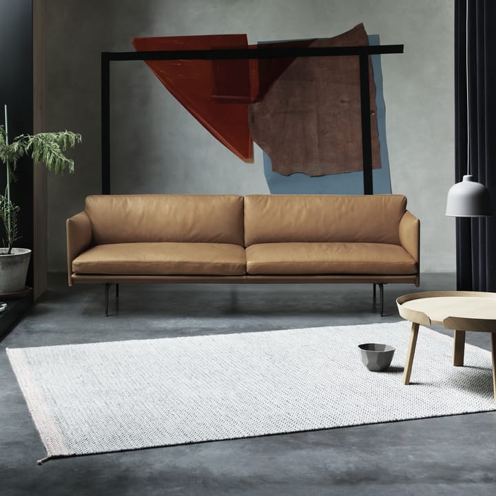 Outline sofa 3-osobowa skóra, Cognac-czarne nogi Muuto