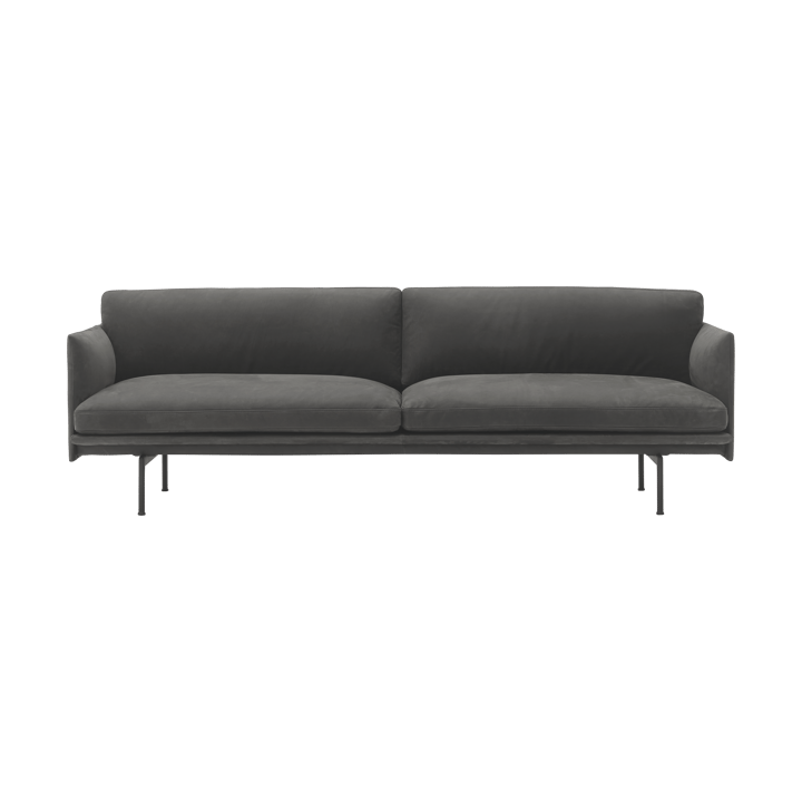 Outline sofa 3-osobowa skóra - Grace leather Camel-svarta ben - Muuto