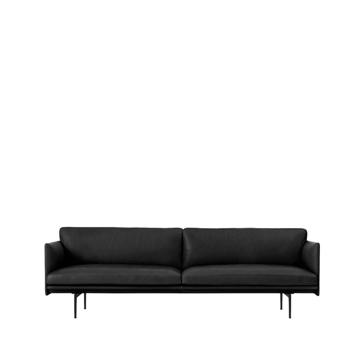 Outline sofa 3-osobowa skóra - Refine black-czarne nogi - Muuto