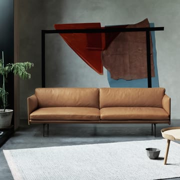 Outline sofa 3-osobowa skóra - Refine black-czarne nogi - Muuto