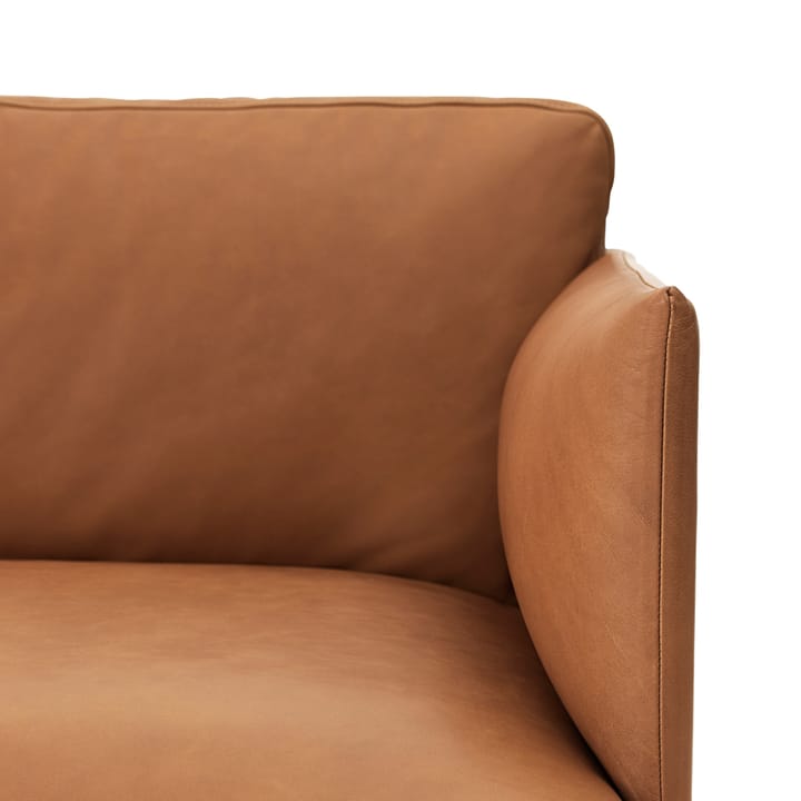Outline sofa 3-osobowa skóra - Refine czarny-aluminiowe nogi - Muuto